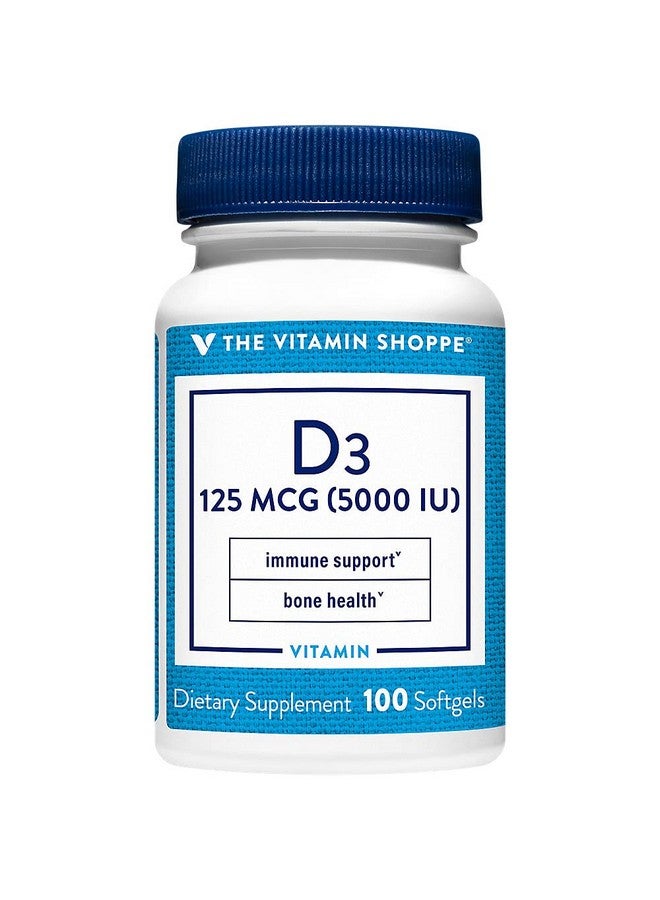 The Vitamin Shoppe Vitamin D3 5000IU Softgel, Supports Bone & Immune Health, Aids in Cellular Growth & Calcium Absorption, Gluten Free & Once Daily Formula (100 Softgels) by The Vitamin Shoppe - Image 1