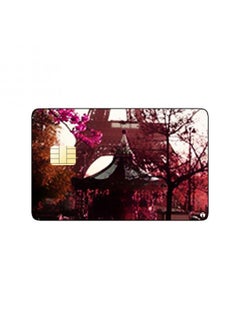 PRINTED BANK CARD STICKER Aesthetic Eiffel Tower Viewe With Pink Roses