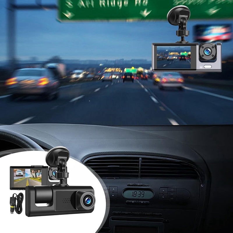 klarako 2-inch Screen Driving Recorder, Wireless Dash Cam, 3-Way High-Definition 1080P, Three Lens Parking Monitoring with Night Vision Onboard DVR - Image 3