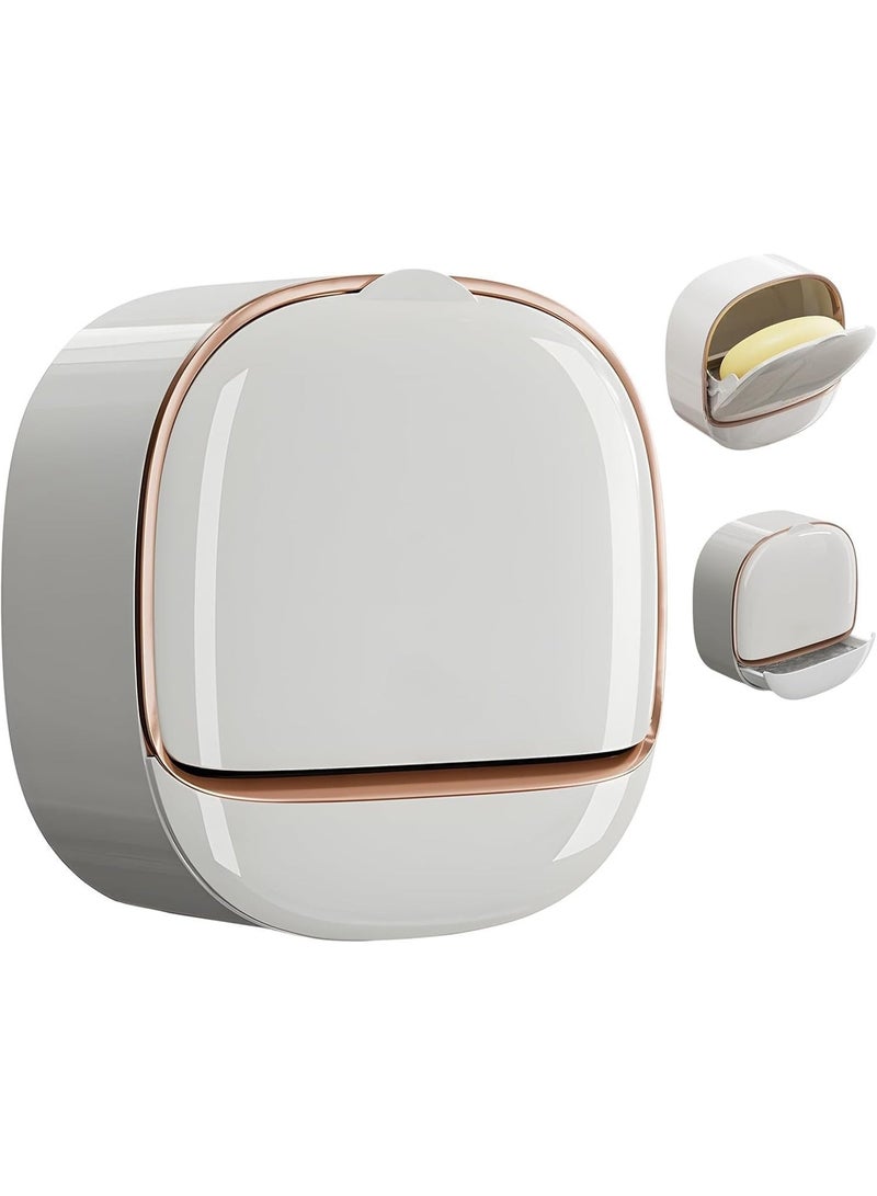 Soap Dish With Drain Bowl, Wall Mounted Non-Porous Leak-Proof Soap Dish, Folding Soap Stand, Portable Soap Container For Bathroom, Kitchen And Travel - Image 2