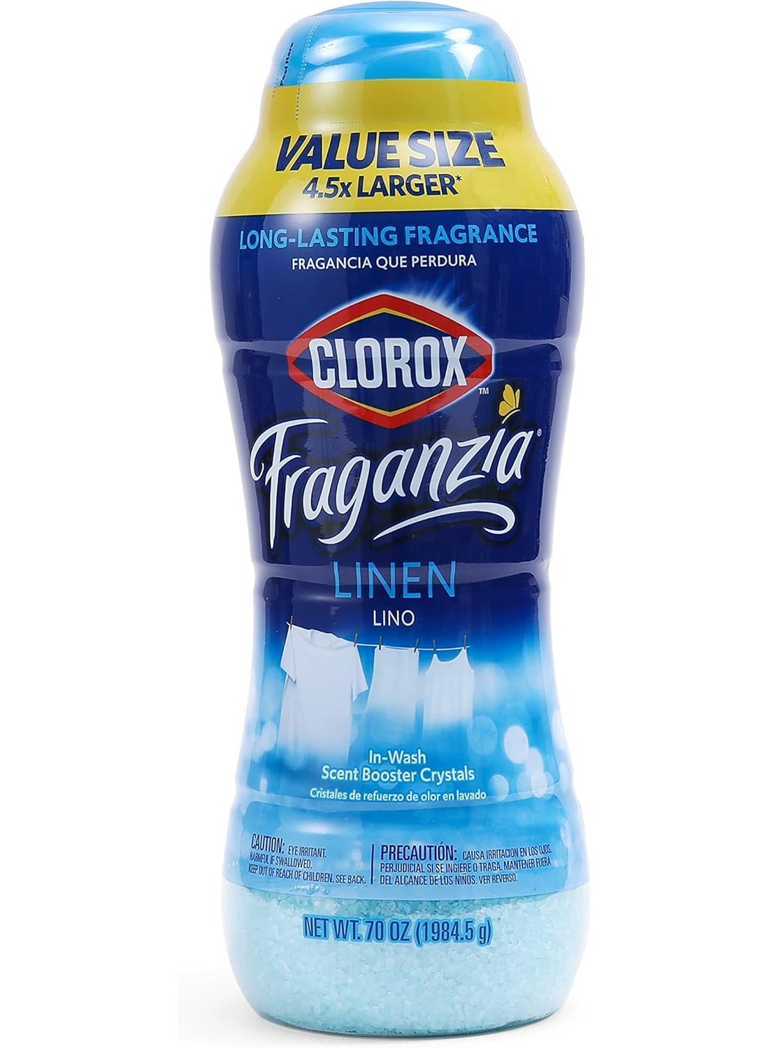 Clorox Fraganzia In-Wash Scent Booster Crystals in Linen Scent 70 Oz Value Size Laundry Scent Booster Crystals Linen Light Floral Laundry Fragrance 70 Ounce Crystals
