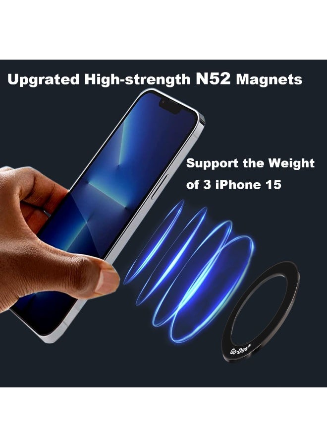 Go-Des GD-HD215 Magnetic Phone Holder, 360° Rotation Mini Dashboard Mount, Strong N52 Magnet for Magsafe & Non-Magsafe Phones, Metal Body Stable Car Mobile Stand with Metal Ring Support for All Smartphones - Image 4