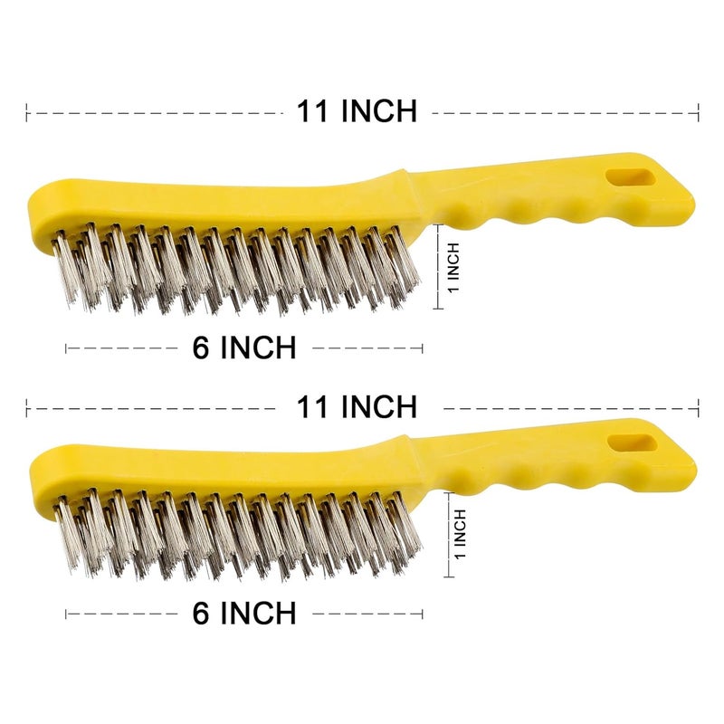 MAXMAN Wire Scratch Brush 2 Set, Heavy Duty Stainless Steel 11 Inch with Plastic Handle Descaling Welding Dust Bending Hand Tool, Teel Brush Rust Remover for Metal by - Image 2