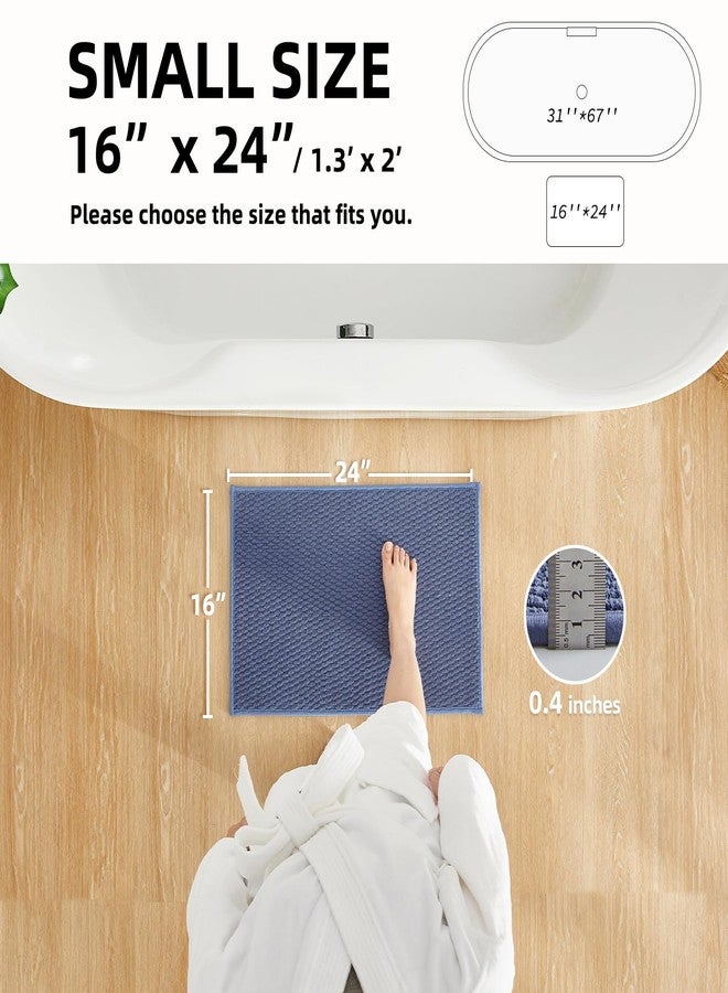 TYUU Bathroom Rugs Non Slip Washable, Super Absorbent Thin Bath Mat Small Quick Dry Low Pile Bathroom Rug, Denim Blue 16"x24" - Image 2