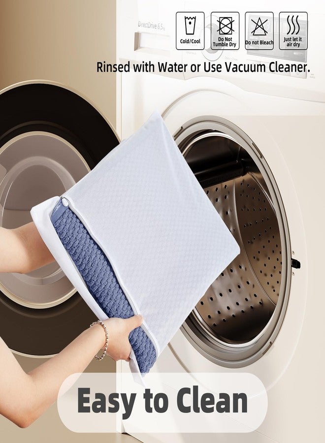 TYUU Bathroom Rugs Non Slip Washable, Super Absorbent Thin Bath Mat Small Quick Dry Low Pile Bathroom Rug, Denim Blue 16"x24" - Image 5