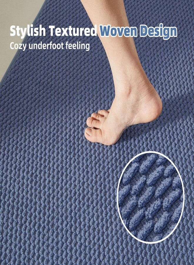 TYUU Bathroom Rugs Non Slip Washable, Super Absorbent Thin Bath Mat Small Quick Dry Low Pile Bathroom Rug, Denim Blue 16"x24" - Image 3