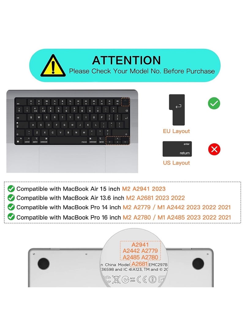 AMM EU/UK Layout Silicone Keyboard Cover Skin for M2 MacBook Air 13.6-Inch 2022 A2681 MacBook Pro 14 inch 2022/2021 A2442 M1 MacBook Pro 16-Inch 2022/2021 A2485 M1 English  - Image 2