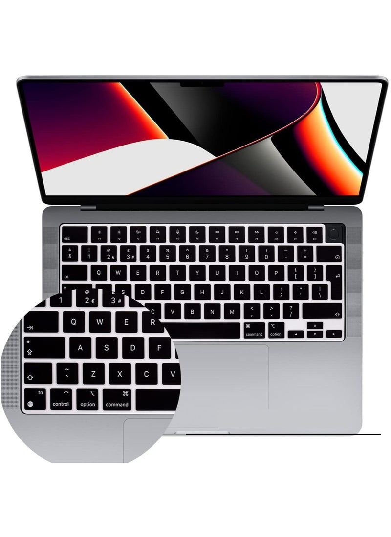 AMM EU/UK Layout Silicone Keyboard Cover Skin for M2 MacBook Air 13.6-Inch 2022 A2681 MacBook Pro 14 inch 2022/2021 A2442 M1 MacBook Pro 16-Inch 2022/2021 A2485 M1 English  - Image 3