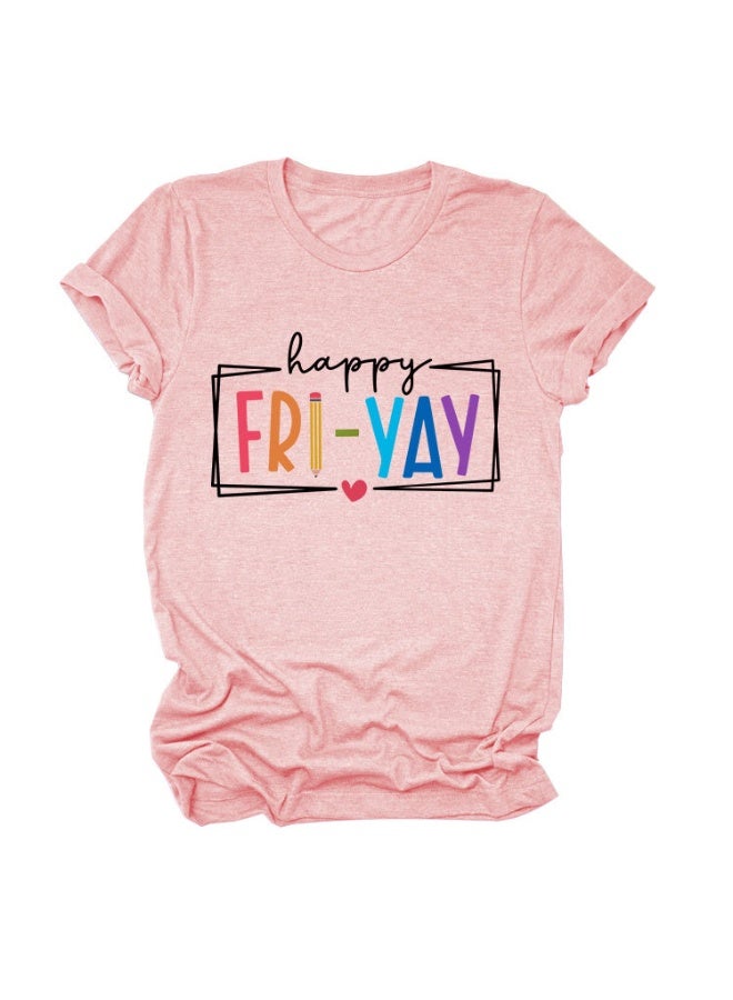 Teacher Shirts Women Happy Friday Shirt Teacher Friyay T-Shirt Teacher Appreciation Graphic Tees Funny Weekend Tops - Image 1