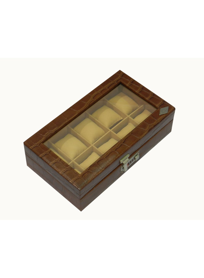 LAVERI LEATHER Laveri Watch Box for Men Women (10 Slots), Premium  Leather Watch Case  Organizer with Crystal Glass Top, Removable Pillow - Image 4