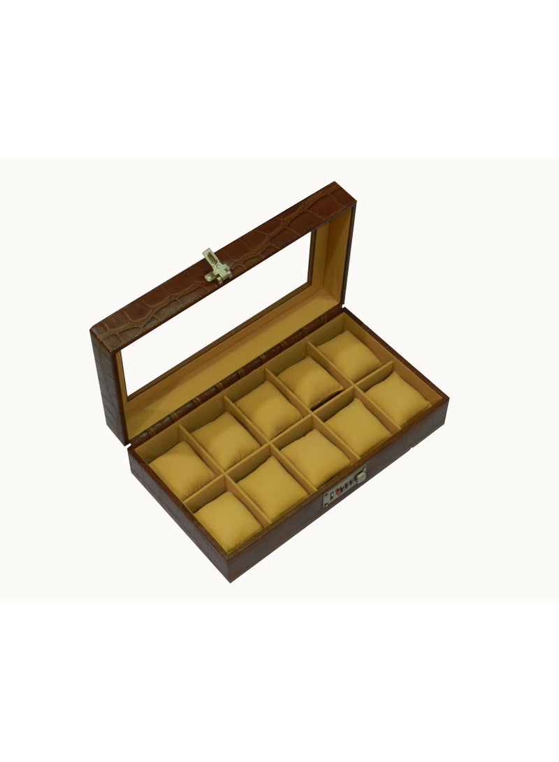 LAVERI LEATHER Laveri Watch Box for Men Women (10 Slots), Premium  Leather Watch Case  Organizer with Crystal Glass Top, Removable Pillow - Image 5