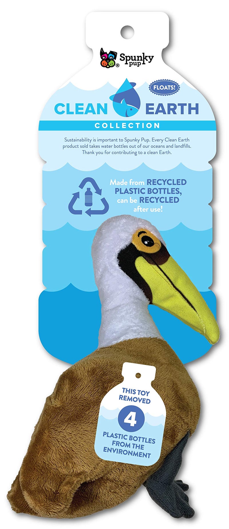 Spunky Pup Clean Earth Plush Pelican | Made from 100% Recycled Water Bottles | Small - Image 1
