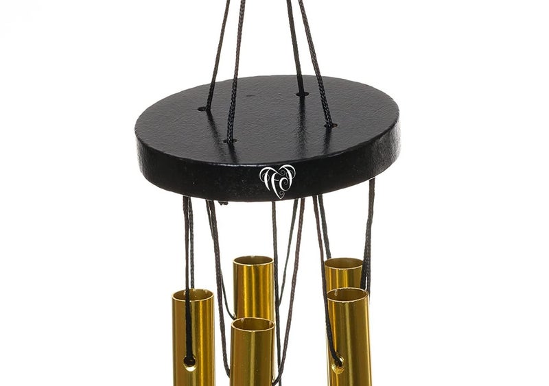 TEJ GIFTS Feng Shui Metal Wind Chime with Om Printed 5 Pipes for Positive Energy, Decorative Outdoor/Indoor Hanging Bells, Good Luck Chimes for Home/Balcony Decoration (Golden Small) - Image 3