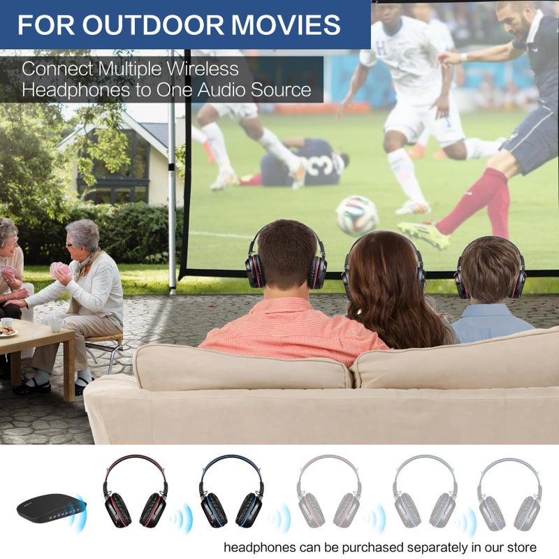 SIMOLIO Dual Wireless Headphones for TV with Transmitter, 2 Channel IR TV Headphones for Home Theater/Outdoor Movie/Car DVD, Tone Control & Optical/RCA/AUX Support, Plug N Play, No Audio Delay - Image 5