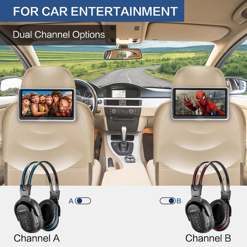 SIMOLIO Dual Wireless Headphones for TV with Transmitter, 2 Channel IR TV Headphones for Home Theater/Outdoor Movie/Car DVD, Tone Control & Optical/RCA/AUX Support, Plug N Play, No Audio Delay - Image 4