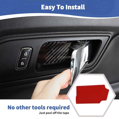 RT-TCZ for Mustang Carbon Fiber Inner Door Handle Bowl Trim Cover for Ford Mustang 2015 up Soft Carbon Fiber Interior Accessories 2pcs - Image 5