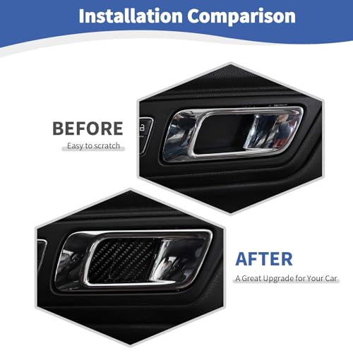 RT-TCZ for Mustang Carbon Fiber Inner Door Handle Bowl Trim Cover for Ford Mustang 2015 up Soft Carbon Fiber Interior Accessories 2pcs - Image 2