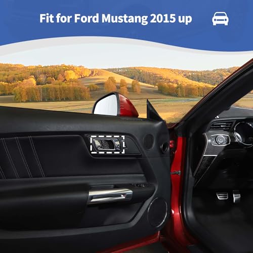 RT-TCZ for Mustang Carbon Fiber Inner Door Handle Bowl Trim Cover for Ford Mustang 2015 up Soft Carbon Fiber Interior Accessories 2pcs - Image 4