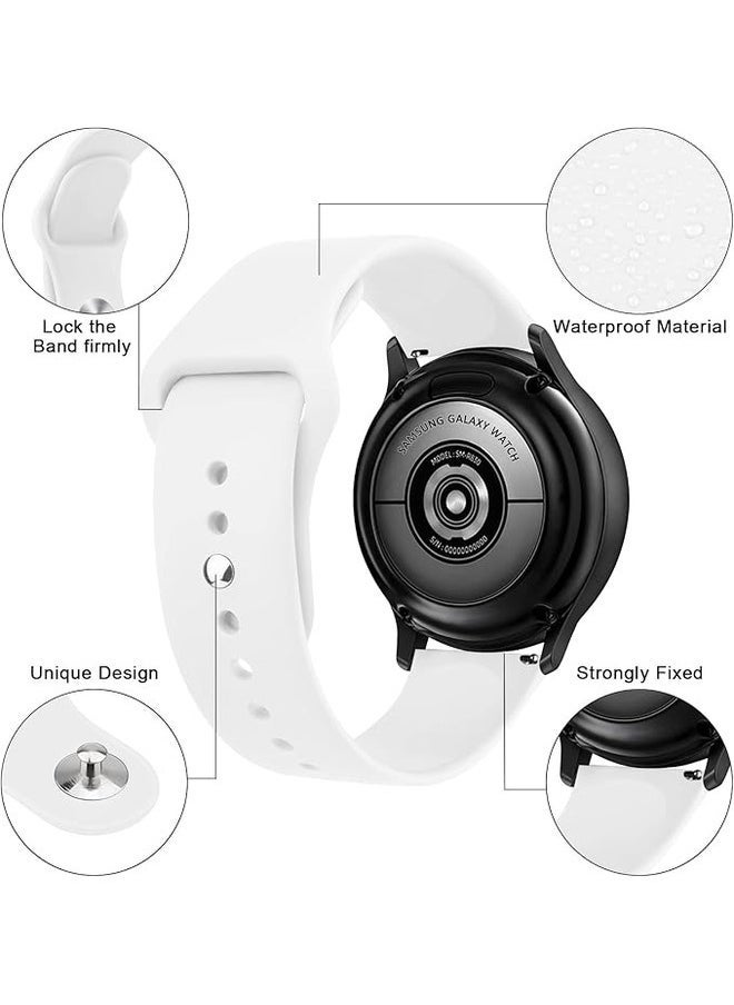 Gravity White Soft Silicone Sport Band for Samsung Galaxy Watch 6 (40mm/44mm) & Galaxy Watch 6 Classic (43mm/47mm) – 20mm Replacement Strap for Men and Women - Image 2
