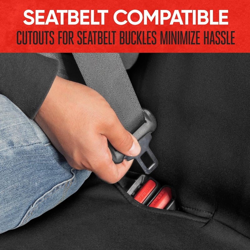 AquaShield Black Waterproof Rear Bench Car Seat Cover – Neoprene Padded Back Seat Cover for Cars, Ideal Car Seat Cover for Kids Dogs, Fit Design for Auto Truck Van SUV - Image 4