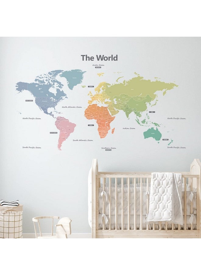 ديكو وال ملصقات حائط للأطفال Dl31809 Xlarge بألوان الباستيل الحديثة لخريطة العالم (60 × 35 بوصة) ملصقات جدارية قابلة للتقشير واللصق للأطفال وغرفة النوم وغرفة المعيشة - Image 4