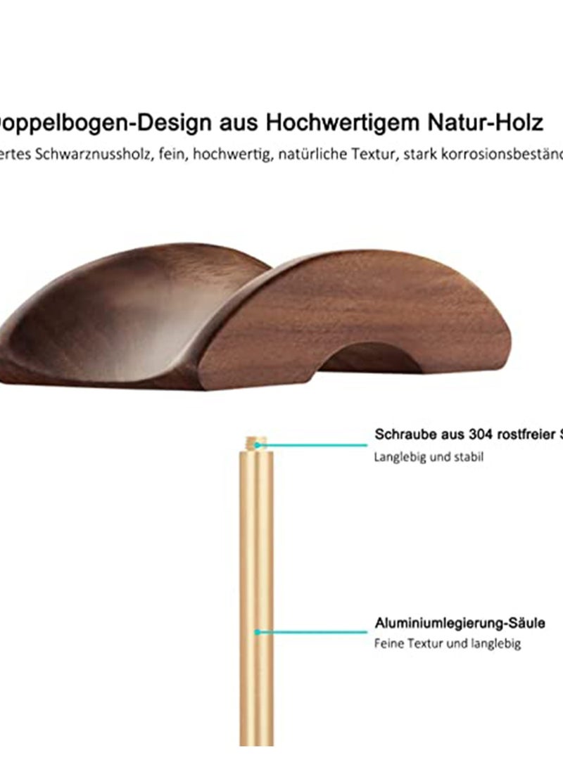SOLARAE Headphone Stand Walnut Wood Aluminum Headset Nature Gaming Holder with Solid Heavy Base for All Sizes (Gold) - Image 3
