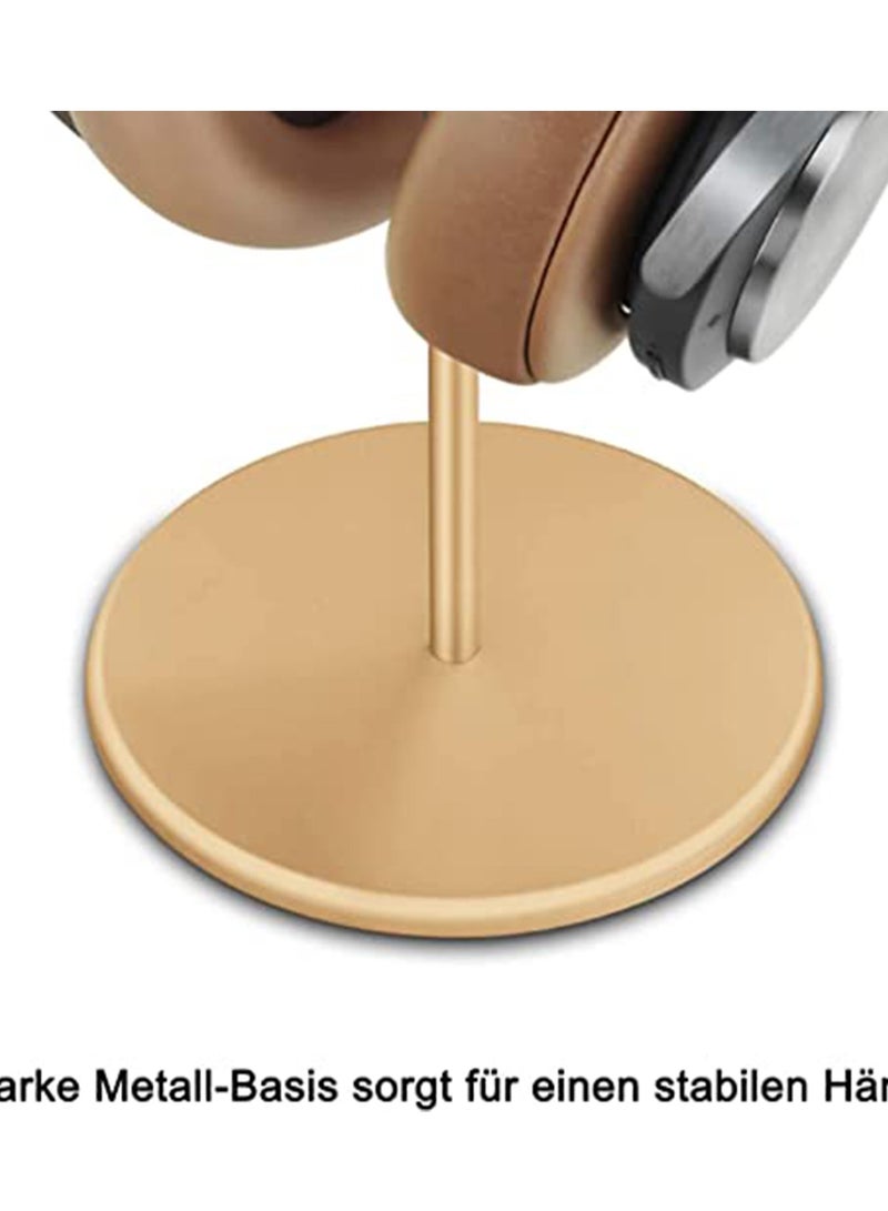 SOLARAE Headphone Stand Walnut Wood Aluminum Headset Nature Gaming Holder with Solid Heavy Base for All Sizes (Gold) - Image 4