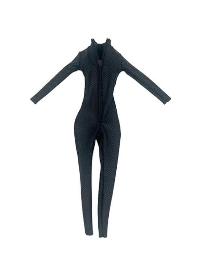 1/6 Scale Women Figure PU Leather Jumpsuit Costume, Miniature Clothing for 12 Inch Doll Model, Female Figures Accs, 24.8cm, Black  - Image 1