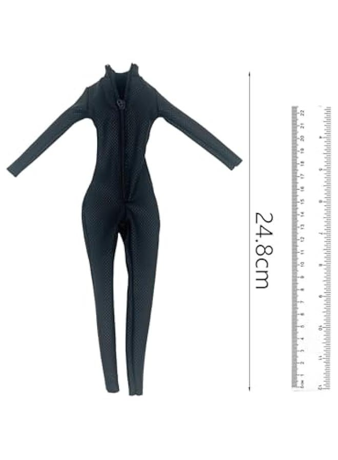1/6 Scale Women Figure PU Leather Jumpsuit Costume, Miniature Clothing for 12 Inch Doll Model, Female Figures Accs, 24.8cm, Black  - Image 4