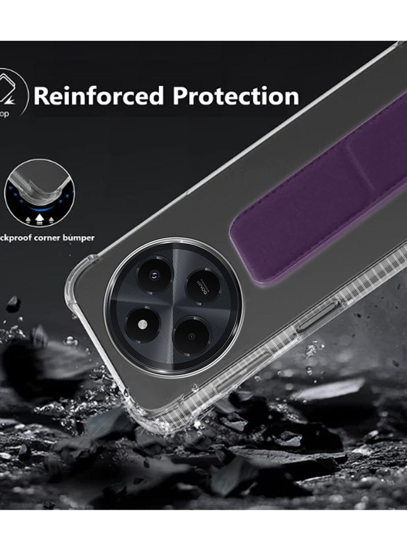 Wtech Xiaomi Redmi 14C 4G 2024 TPU Hand Grip Air Pillow Case Cover - Clear/Eggplant Purple  - Image 4