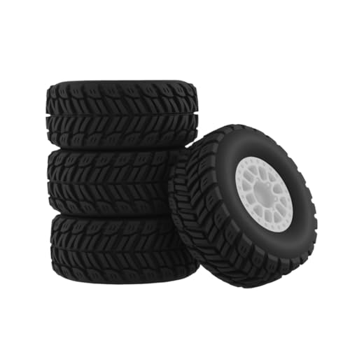 NMNRC Pre Glued Wheel and Tire Plastic Rim Rubber for Arrma 116 Mojave Grom RC Car Upgrades Part White - Image 1