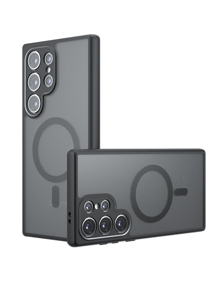 جراب حمايه اسود مط غير لامع يدعم الشحن الاسلكي ومقاوم للصدمات متوافق مع Samsung Galaxy S24 Ultra  (أسود ) - Image 1