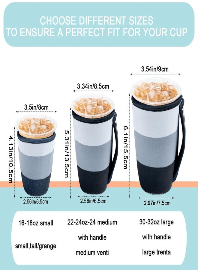 KJQJLY 3 Reusable Iced Coffee Sleeves for Iced Coffee Cups or Drinks Reusable Neoprene Insulated Sleeves for Hot and Cold Drinks from Starbucks, Dunkin, And More (Navy Blue) - Image 2