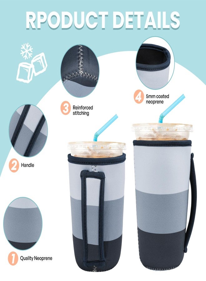 KJQJLY 3 Reusable Iced Coffee Sleeves for Iced Coffee Cups or Drinks Reusable Neoprene Insulated Sleeves for Hot and Cold Drinks from Starbucks, Dunkin, And More (Navy Blue) - Image 4