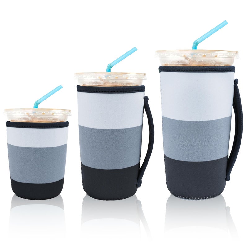 KJQJLY 3 Reusable Iced Coffee Sleeves for Iced Coffee Cups or Drinks Reusable Neoprene Insulated Sleeves for Hot and Cold Drinks from Starbucks, Dunkin, And More (Navy Blue) - Image 1