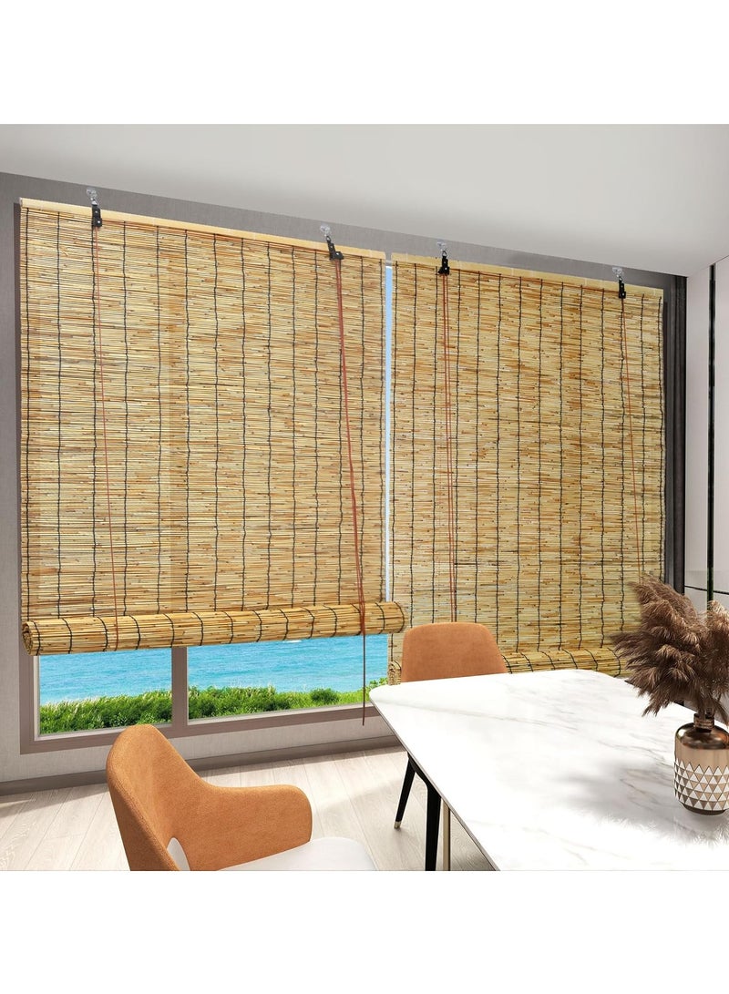HOME TASTE Hometaste Bamboo Roller Blinds Vintage Style Indoor/Outdoor Window Shades With Roller Accessories - Natural Bamboo Window Curtain For Home And Garden Decor (Small)  - Image 3