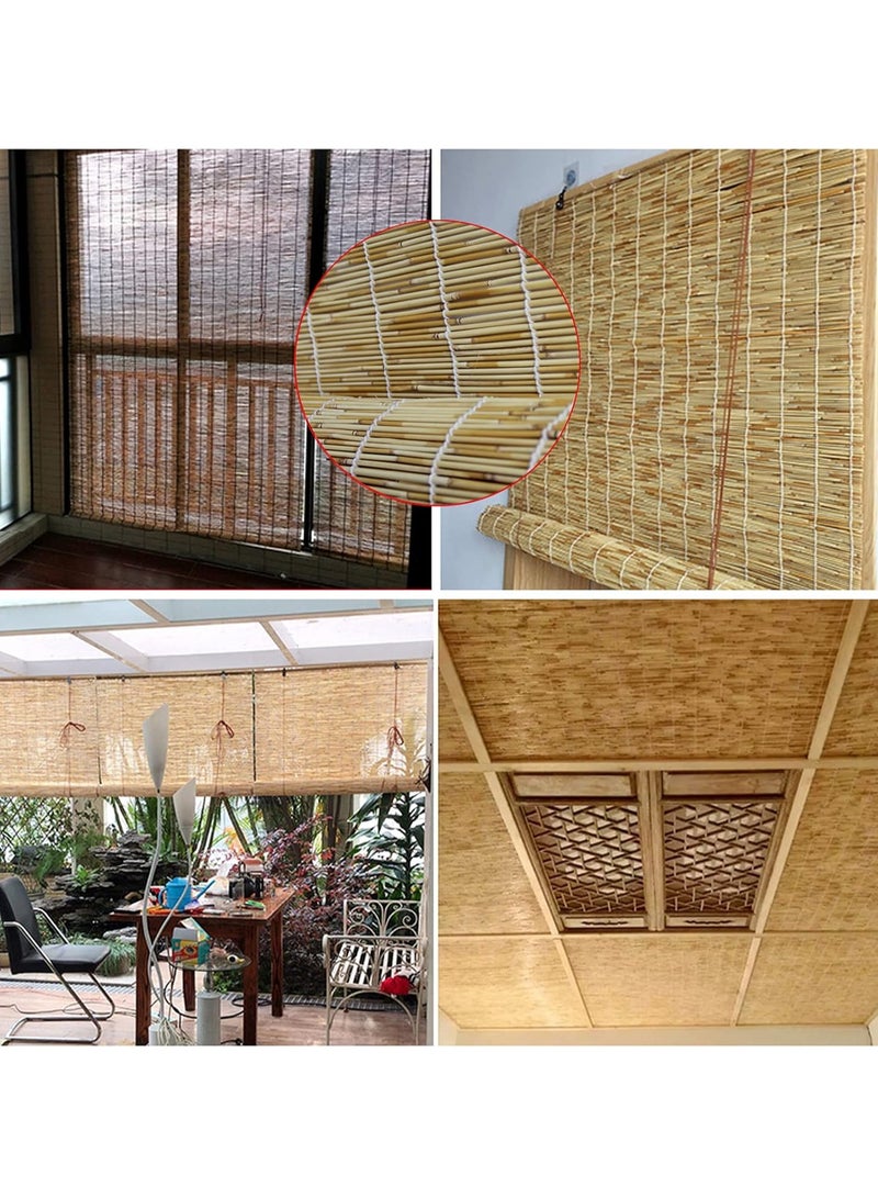 HOME TASTE Hometaste Bamboo Roller Blinds Vintage Style Indoor/Outdoor Window Shades With Roller Accessories - Natural Bamboo Window Curtain For Home And Garden Decor (Small)  - Image 4