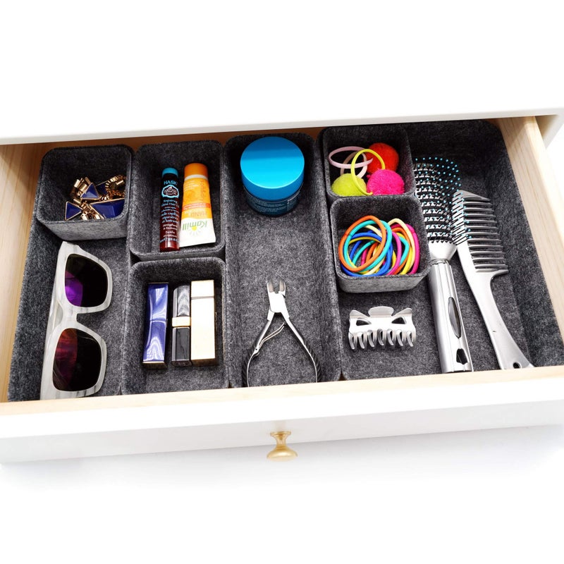 Welaxy Drawer Organizers Bin Trays Dividers Storage Shallow Organizing Box Dorm For Office Supplies Watches Makeup Holder Cozy Room Decor 8 Pack (Hot Pink) - Image 3