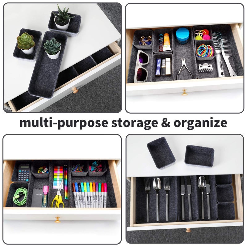 Welaxy Drawer Organizers Bin Trays Dividers Storage Shallow Organizing Box Dorm For Office Supplies Watches Makeup Holder Cozy Room Decor 8 Pack (Hot Pink) - Image 5