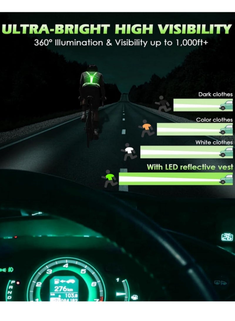 Adjustable LED Reflective Vest Running Gear High Visibility Reflective Bike Vest with Flashing Lights for Cycling Jogging Safety 7 Colors 2 Light Modes Comfortable for Men Women - Image 3