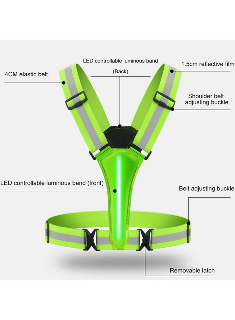 Adjustable LED Reflective Vest Running Gear High Visibility Reflective Bike Vest with Flashing Lights for Cycling Jogging Safety 7 Colors 2 Light Modes Comfortable for Men Women - Image 2