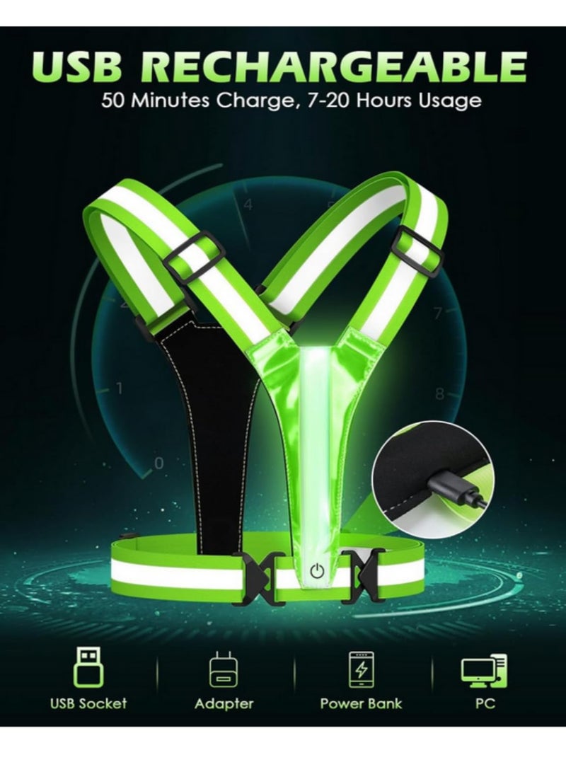 Adjustable LED Reflective Vest Running Gear High Visibility Reflective Bike Vest with Flashing Lights for Cycling Jogging Safety 7 Colors 2 Light Modes Comfortable for Men Women - Image 5