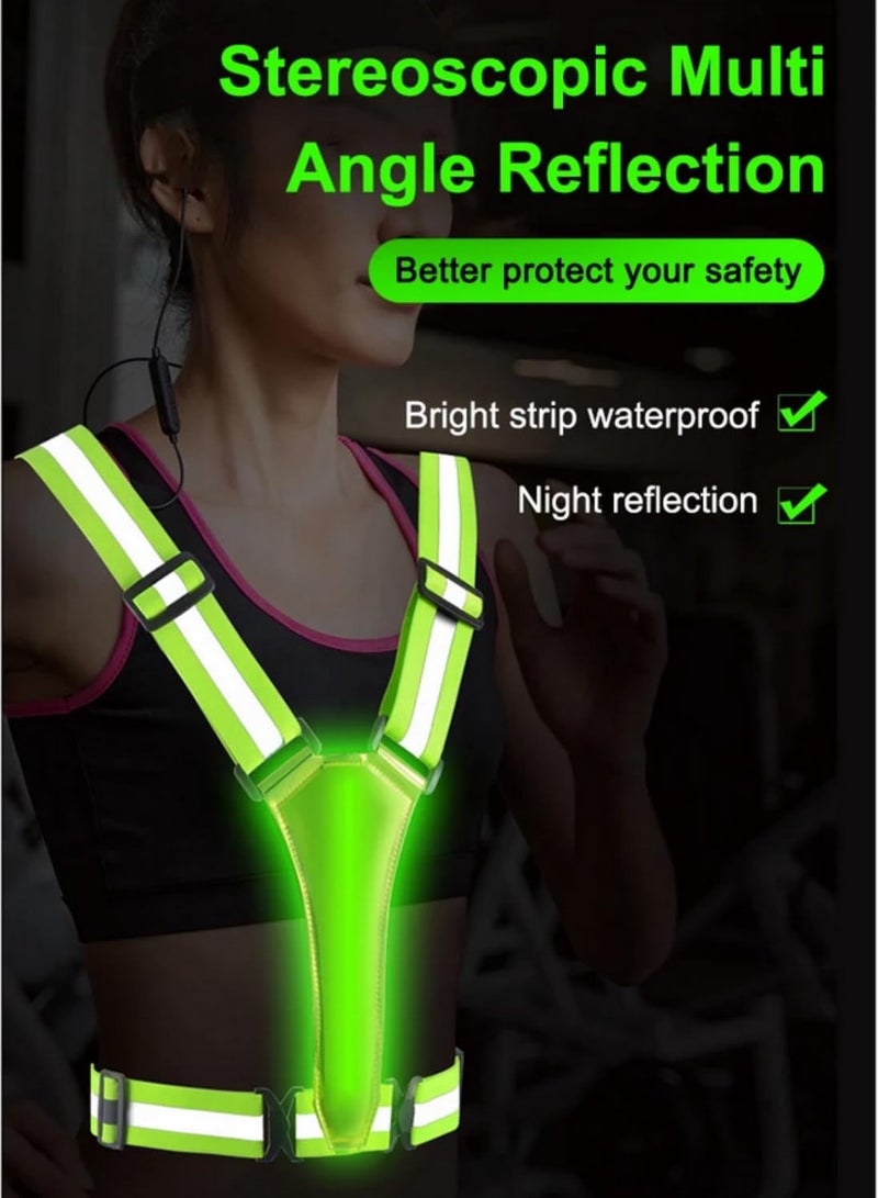 Adjustable LED Reflective Vest Running Gear High Visibility Reflective Bike Vest with Flashing Lights for Cycling Jogging Safety 7 Colors 2 Light Modes Comfortable for Men Women - Image 4