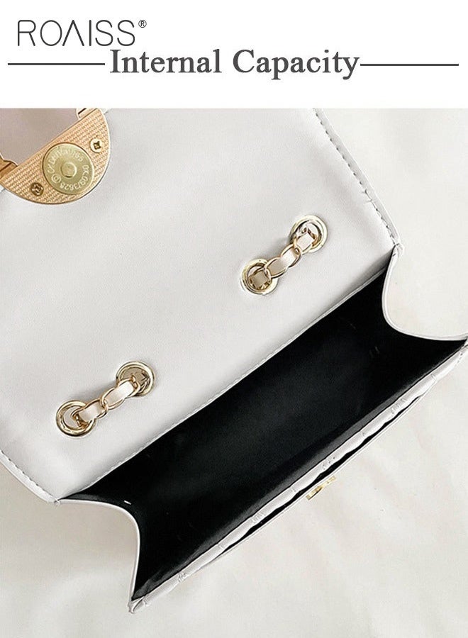 رويس حقيبة ظهر نسائية كبيرة الحجم، متعددة الطبقات، أنيقة، صغيرة الحجم، سهلة الحمل، مزينة باللؤلؤ، حقيبة كتف بيضاء أنيقة، حقيبة كروس بودي متعددة الاستخدامات بسلسلة - Image 3