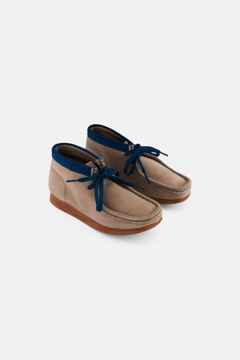 clarks Kids Boy Wallabee Lace Up Boots, Taupe - Image 1