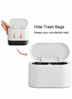KASTWAVE Mini Trash Can, Desktop Wastebasket with Lid, Pop-Up Cover Press Storage Box Double-layer Paper Basket Storage Bucket, for Table Desktop Office Kitchen, Simple and Versatile, Round, No Sharp Corners  - Image 4
