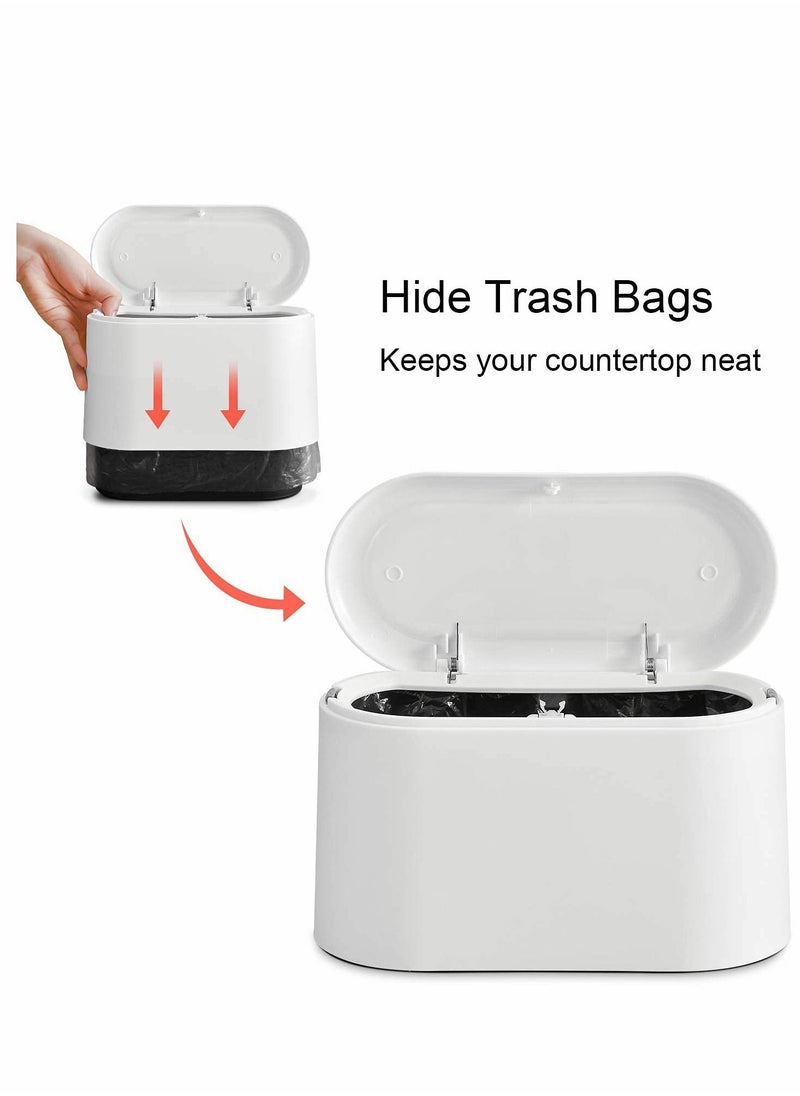 KASTWAVE Mini Trash Can, Desktop Wastebasket with Lid, Pop-Up Cover Press Storage Box Double-layer Paper Basket Storage Bucket, for Table Desktop Office Kitchen, Simple and Versatile, Round, No Sharp Corners  - Image 4