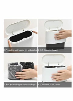 KASTWAVE Mini Trash Can, Desktop Wastebasket with Lid, Pop-Up Cover Press Storage Box Double-layer Paper Basket Storage Bucket, for Table Desktop Office Kitchen, Simple and Versatile, Round, No Sharp Corners  - Image 5
