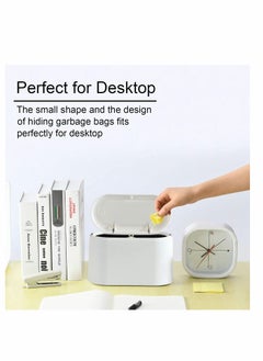 KASTWAVE Mini Trash Can, Desktop Wastebasket with Lid, Pop-Up Cover Press Storage Box Double-layer Paper Basket Storage Bucket, for Table Desktop Office Kitchen, Simple and Versatile, Round, No Sharp Corners  - Image 2