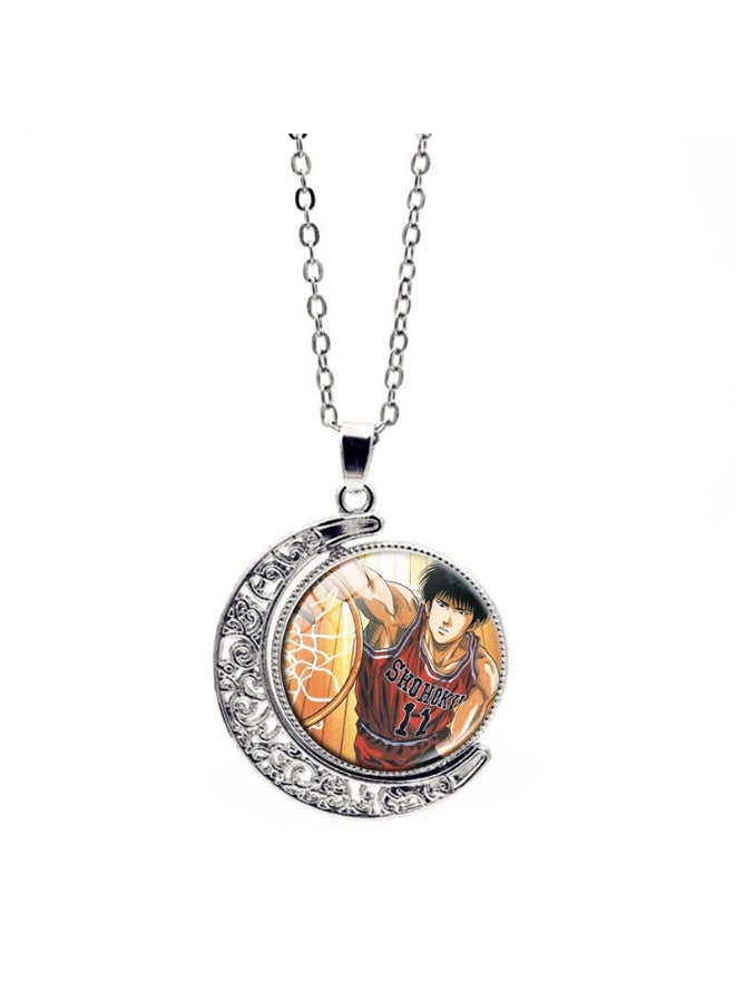 KUYING New Slam Dunk Double Sided Rotating Moon Pendant Necklace 